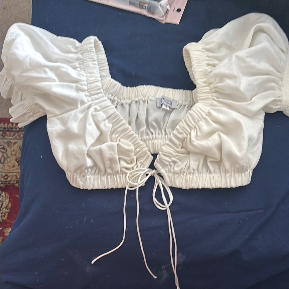 Elegant White Puff Sleeve Top size 4